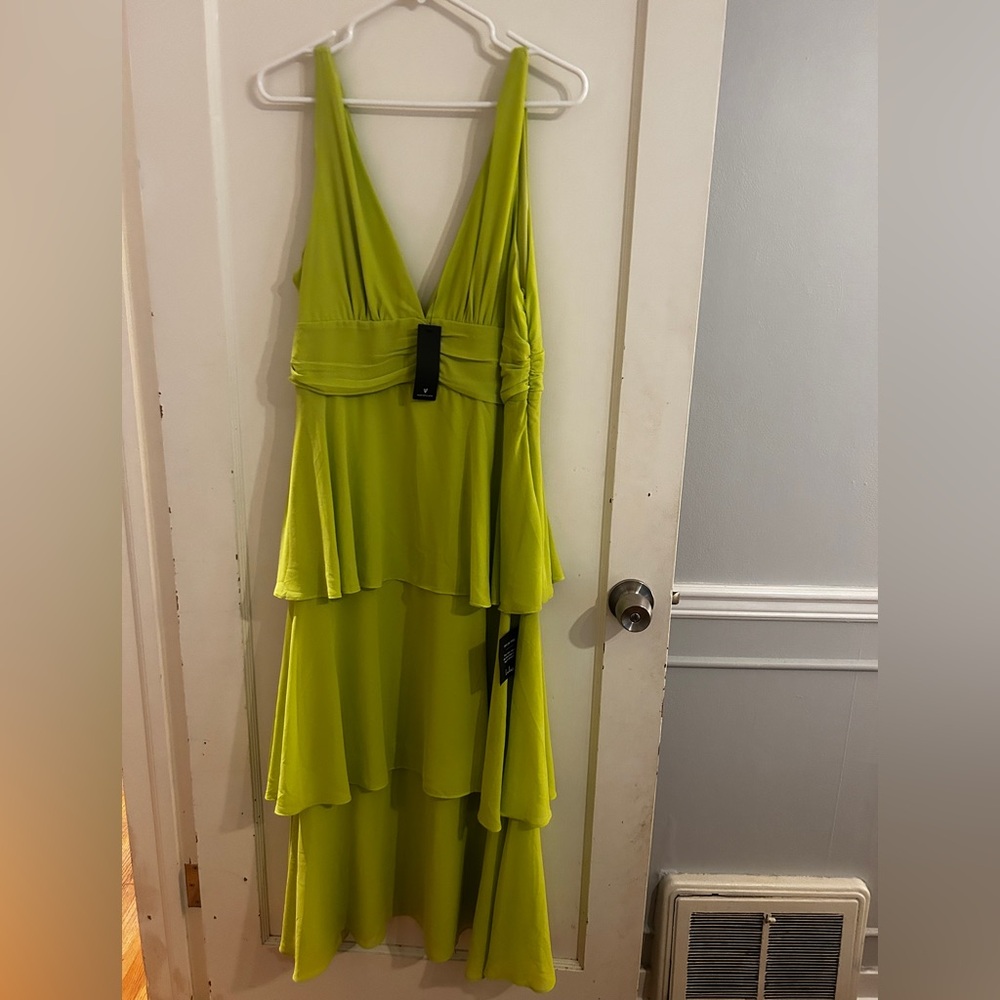 Vibrant Lime Green Layered Dress
